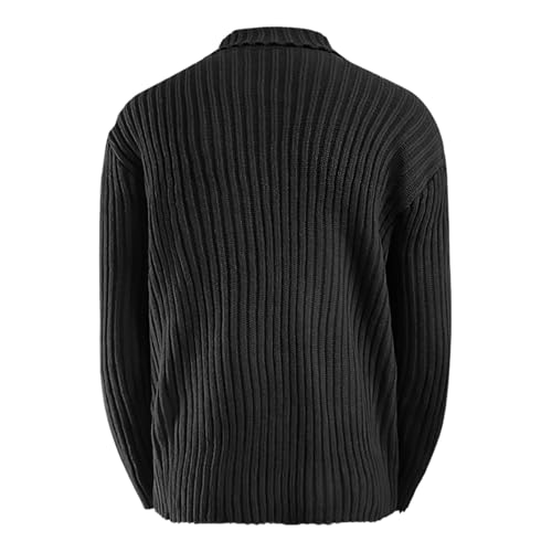 Men Solid Color Lapel Striped Sweater Winter Casual Loose Comfortable Trendy Business Sweater Outdoor Foam2