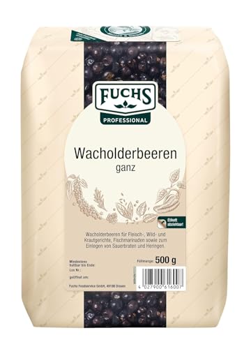 Fuchs Professional - Wacholderbeeren ganz | Zum Würzen von Wild, Sauerbraten oder Sauerkraut | Profi-Qualität für Großverbraucher und Gastronomie | 500 g im recyclebaren Beutel