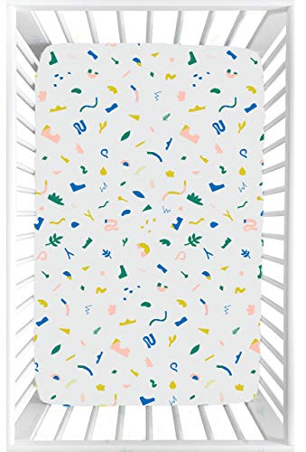 Juniper Berry CRIBSHEET1 Fitted Crib Sheet Geometric Neutral Pattern For Boys And Girls Modern Shapes Soft Jersey Organic Cotton Gots Certified Soft Luxurious Crib Sheets Baby And Toddler Bedding cover