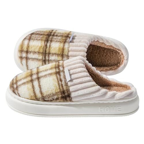 Memory Foam Slippers for Women Men Cozy Warm House Shoes Indoor and Outdoor Comfortable Wear Winter Fuzyy House Shoes with Simple Pattern for Family Falll Wear