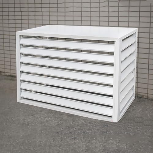 Cubierta de aluminio para aire acondicionado, diseño de valla, caja de basura para jardín, caja protectora (blanco, 100 x 50 x 70 cm)