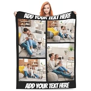 Custom Blanket with Picture Personalized Throw Blankets Design Photo Name Text Logo Flannel Fleece Blankets (4photo, 30 * 40)