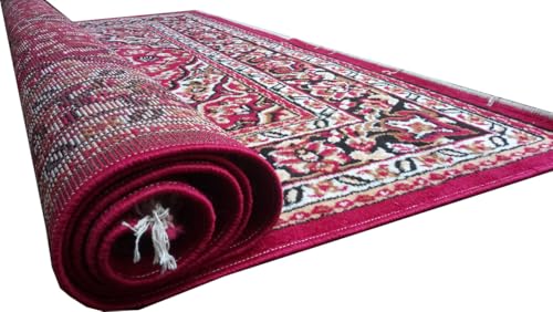 Image of Sifa Carpet Anti Skid Floral Polyster Rectangular Carpet (5X7 Feet, Red Color)