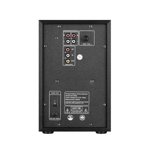 Elimavi 5.1 Surround Sound System with 5.5'' Subwoofer Stereo System for Home with 2.5'' Midrange Home Theater Speakers, Home Speaker System with 3.5-RCA/USB/Wireless/AUX Audio Inputs