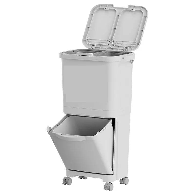 Secchio for La Raccolta Differenziata Dei Rifiuti Con Doppio Scomparto Ruote, for Spazzatura for Il Riciclaggio Della Cucina Separato, Asciutto, Bagnato, Verticale per rifiuti