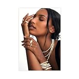 Poster exclusif de mod�le de Jasmine Tookes - Portrait - 1 affiche sur toile - D�coration murale pour salon, chambre � coucher - 40 x 60 cm