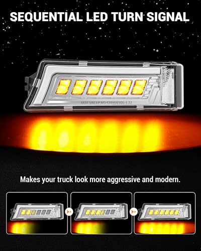 Image of Z-OFFROAD LED Headlights Assembly DOT Approved with DRL Turn Signal Hi /Low Sealed Beam Compatible with 03-06 Chevy Silverado Avalanche (Sequential Turn Signal + Clear Side Marker) - Chrome