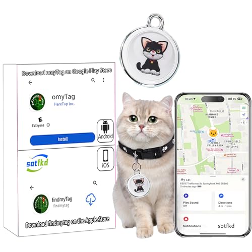 Cat Tracker-Airtag Cat Collar-Pet Tracker-GPS Tracker for Cats | Android and iOS Universal | No Monthly Fee | No Charging Required | Waterproof | Works with Any Collar