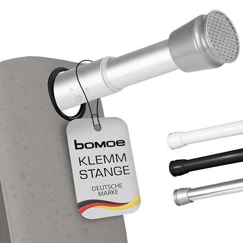 bomoe Duschvorhangstange Ohne Bohren 140-260 cm Stufenlos Ausziehbar – Duschstange Teleskopstange zum Klemmen Schwarz Spannstange ohne Bohren Rutschfest Klemmstange Gardinenstange Ohne Bohren – Neptun