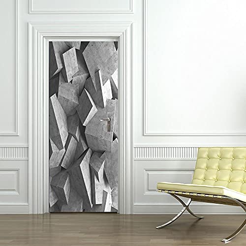 Autocollants De Porte 3D Ciment Pierre Style Industriel Salon Chambre Papier Peint Pvc Auto-Adhésif Stickers Muraux Imitation Étanche77X200Cmstickers Porte 3D Auto-Adhésif Diy-Papier Peint Porte Pvc