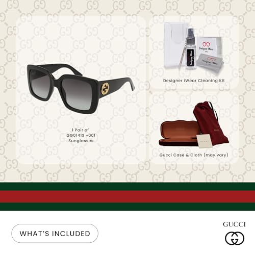 Gucci GG0141S Rectangle Sunglasses for Women +BUNDLE with ACCESSORY EYEWEAR KIT2