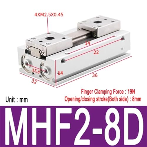 Pince pneumatique MHF2 16D vérin parallèle à profil bas pour manipulateur