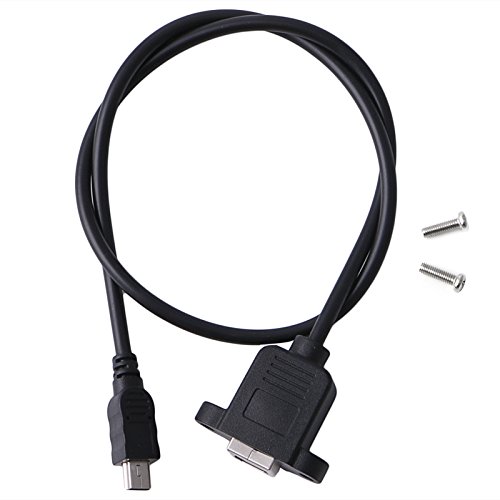 ZOUCY Cable de Montaje en Panel de la Impresora + Tornillo Mini USB 5 Pin Macho a USB 2.0 B Jack Hembra