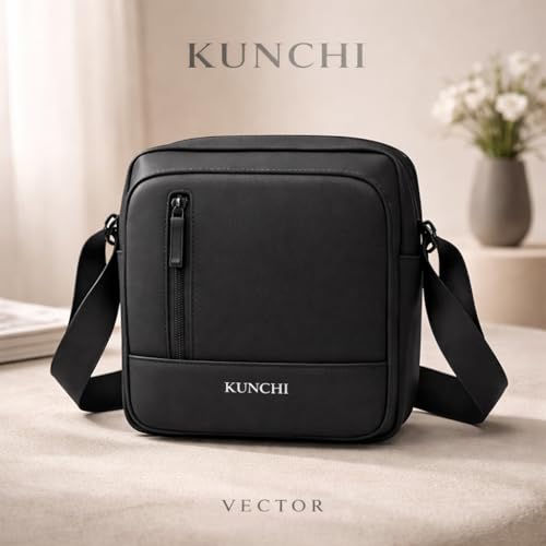 Image of KUNCHI VECTOR Crossbody Sling Bag for Men | Premium Water-Resistant Fabric | Multiple Compartments | Adjustable Strap | Metal Zipper | Gift for Men | Office, Daily Use, Casual & Outdoor