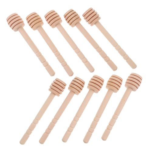 OKUMEYR Honey Mixing Stick Set 10pcs Wooden Honey Dippers Bee Stick Honey Stirrer Honey Jar Wand for Coffee Tea Wedding Favors