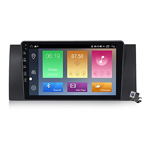 CIVDW Estéreo de coche Android 9.1 para BMW E39 E53 X5 1999-2006, unidad de cabeza de tablero de 9 pulgadas con radio automática única navegación GPS compatible con RCA BT MirrorLink WiFi coche Auto