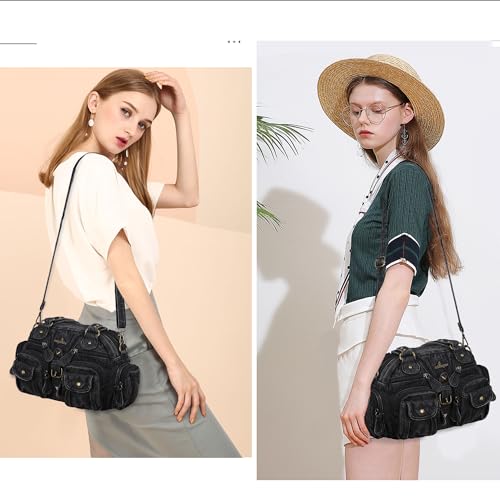 Image of Angel Kiss Hobo Crossbody Purses for Women Shoulder Bag Multipocket Soft Hobo Purses Removable Strap Leather Handbags