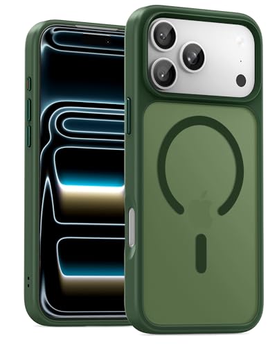 Image of UNBREAKcable Magnetic for iPhone 17 Pro Case 6.3-Inch, Compatible with MagSafe, Full Camera Protection, Built-in Magnetic Ring, Drop Protection Shockproof Slim Phone Cover - Dark Green