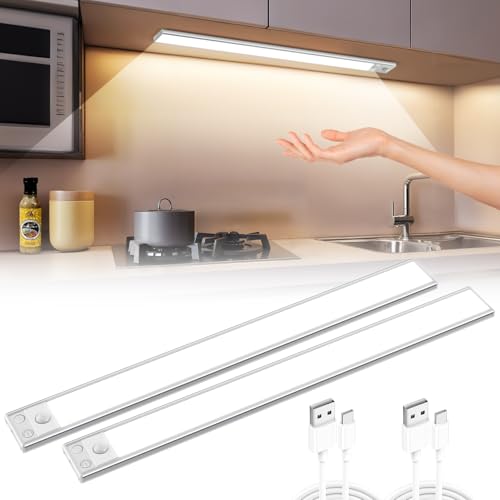 COOLNIGHT LED Akku[2 Stück], 41CM+USB Aufladbare+90 LED Unterschrank Beleuchtung küche