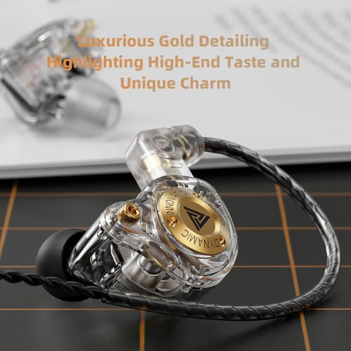Image of Wired Gaming Headphones IEM Earphones with 1DD,QKZ ENZO PRO in Ear Monitor, HiFi Detachable Cable Earbuds, Bass Sound with New 11mm Dynamic Driver for Video Music Gaming (Black, Mic)
