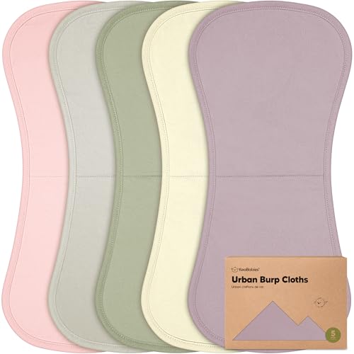 Image of Organic Burp Cloths Baby Boy & Girl - 5-Pack Super Absorbent Cotton Burping Cloths for Babies, Soft & Plush Newborn Spit Up Rags, Infant Towels for Milk Spit Up, Unisex, Large 21 inch x 10 inch (Embrace)