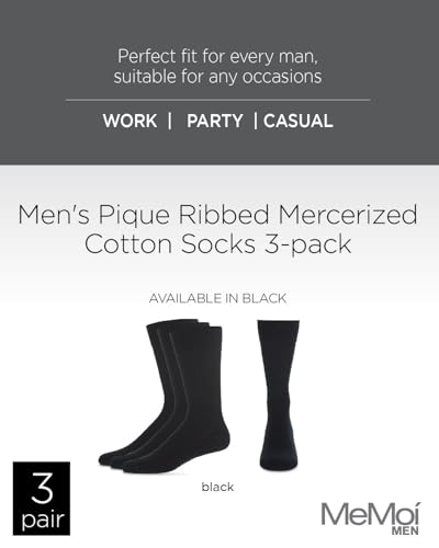MeMoi Pique Men's Mercerized Cotton Socks 3-Pack2