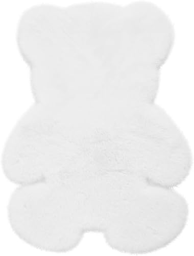 Miniatura 1 de QWINEE Alfombra de felpa con forma de animal de gato, antideslizante, suave, gruesa, para mascotas, baño, sala de estar, cocina, color blanco, 24 x
