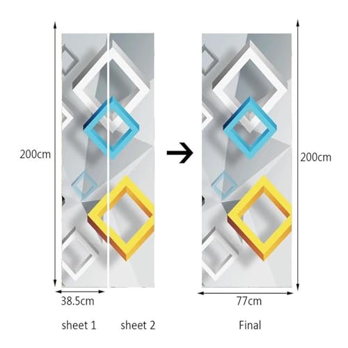 Sticker de porte PVC géométrique 95x215cm autocollant - 7