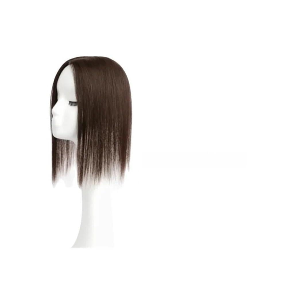 A lady’s bald wig, Women’s 10-14 Inch Straight Hair Piece 9×14 cm Lace Base Hair Accessories(Dark Brown,12 inch)