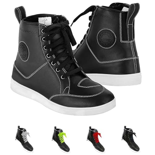 Vaster Moto Botas Moto Hombre, Transpirables, Reforzadas, Ligeras Botas de Moto Adventure Touring con Sistema de Cierre Rápido ATOP, Protección de Tobillos, Suela Antideslizante Negro (Black, 45)