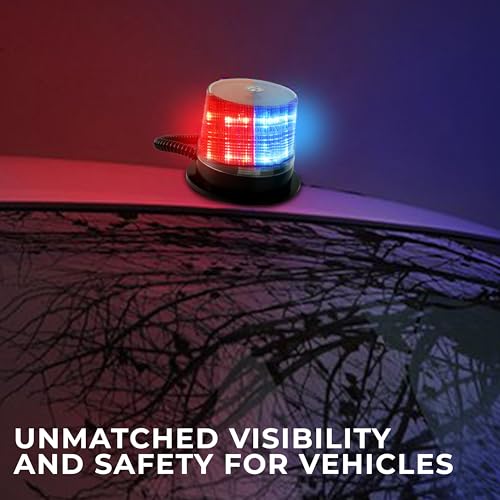 Image of Robustt Emergency Safety Light | High Intensity Red Blue Revolving 12V LED Emergency Rotating Beacon Warning Light with 12V DC Plug