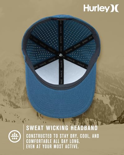 Image of Hurley Men's Baseball Cap - Sweat-Wicking Fitted Baseball Hats for Men (S-XL) | Flexfit Stretchable Sweatband, Sweat-Wicking Fabric and Structured Curved Bill