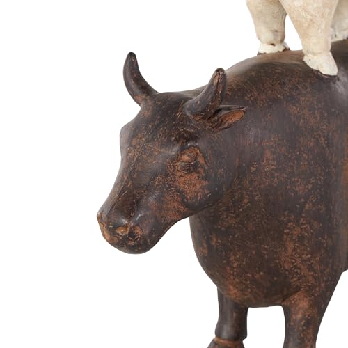 Estatua decorativa de animales de granja de polystone 10x3x14 in miniatura 5