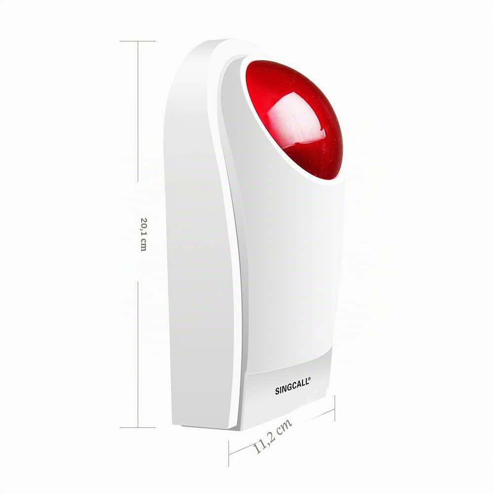 SINGCALL Kit di allarme con sirena stroboscopica rossa lampeggiante | e pulsanti di chiamata,sistema di allerta SOS con telecomando,ideale per la sicurezza di casa,1 sirena+2 pulsanti di chiamata