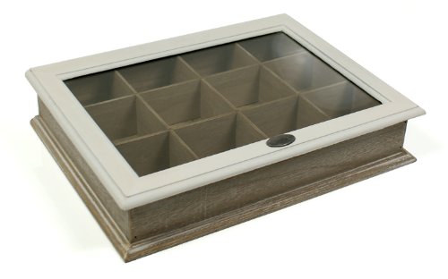 ukgiftstoreonline Vintage Shabby Chic - Wooden Box Tea Bag Chest 12 Compartment by ukgiftstoreonline