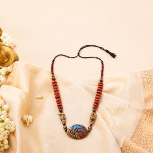 Image of Handcrafted Tribal Dhokra & Floral Charm Necklace Collection | Artisan Brass, Glass & Contemporary Statement Necklaces for Women | Ethnic, Elegant & Artistic Jewelry
