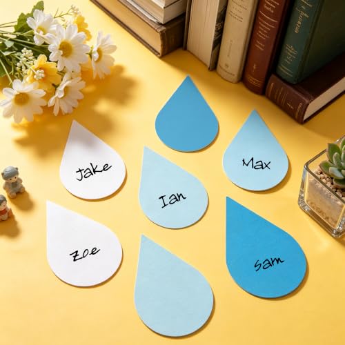 Image of Vuzvuv Blue White Raindrop Cutouts Paper for Bulletin Board Decorations