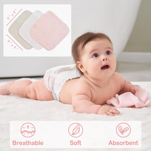 Image of Viviland Baby Towels and Baby Wash Cloths Set Hooded Baby Towels Baby Wipes Absorbent Bath Face Towels Burp Cloths or Face Towels for Girl Boy 6-Pack Size 28 x 28 Inch(Elephant)