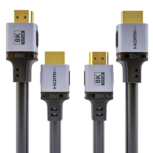 DiamondTiger HDMI 2.1 Cable 2-Pack 48Gbps 8K@60Hz 4K Ultra High Speed Cords(7680x4320, 4K@120Hz) eARC HDR10 HDCP 2.2 & 2.3 3D, Compatible for PS5/PS4/X-Box/Roku TV/HDTV/Blu-ray/LG(2M)