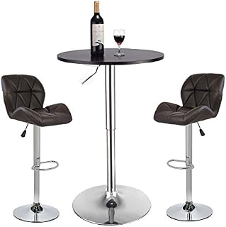 YOURLITEAMZ Bar Table Set of 3 – Adjustable Round Table and 2 Swivel