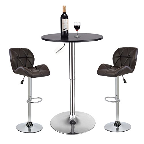YOURLITEAMZ Bar Table Set of 3 – Adjustable Round Table and 2 Swivel