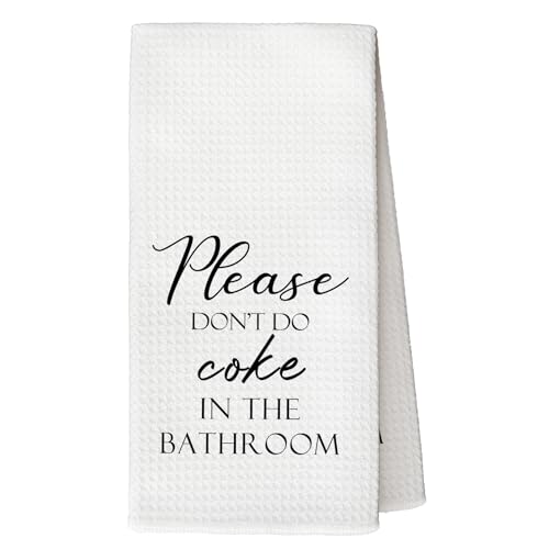 YLZlhb Funny Bathroom Hand Towels, Please Don't Do Coke in The Bathroom Decorative Hand Towels for Bath Room Washroom, Humorous Gifts for Women Men, 16x24 Inch Dish Cloths