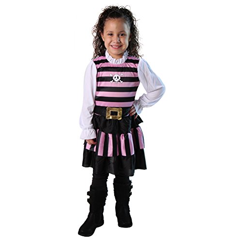 Girls Pink & Black Stripes Pirate Mate Costume Dress, Size 4/6 #TOP29
