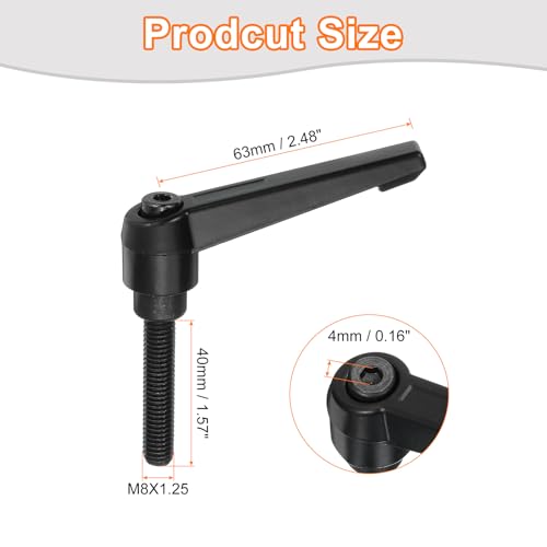 Image of uxcell 4Pcs M8 x 40mm Adjustable Knobs Handle Male Thread Push Button Ratchet Quick Release Locking Rotating Bolt for Lathe Machinery, Black