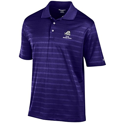 Champion TCU Texas Christian Men's Polo Textured Solid Polo (Medium)