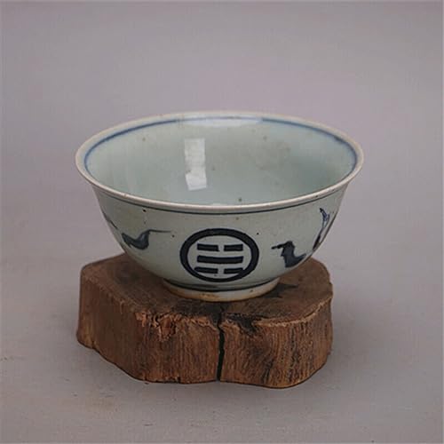 Cuenco de porcelana china Ming de 4.6 pulgadas azul y blanco 4