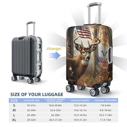 Travel Luggage Cover Protector - American Wildlife Deer Forest Anti-Scratch Suitcase Covers Fits 18-32 Inch Luggage2