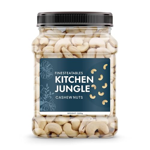 kitchen Jungle Whole Cashew/Kaju Nuts 500 GM Pack | Whole Crunchy Cashew Nuts | Premium Kaju | Rich in Protein | Rich in Fibre | Dry Fruit | Festive Snacking