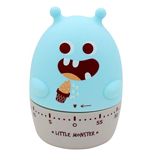 Ranvi Temporizador de cocina mecánico Timer Small Monster Type Time Manager, adecuado para cocina, estudio, diario(Azul) Cover