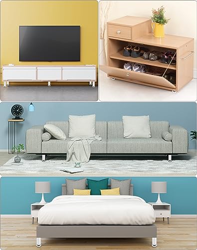 QWORK® 4 Pack 8” Furniture Legs 20x6cm, Adjustable 0-10mm, Stainless Steel Furniture Feet with Rubber Pad for Sofa Bed Table Cabinet - Image 4